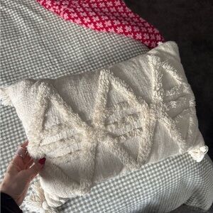 Cream Textured Throw Pillow